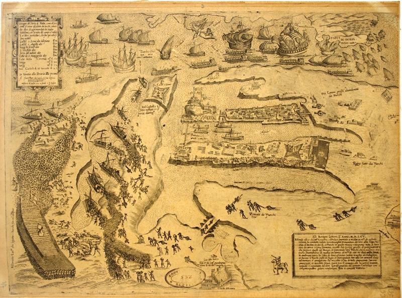 Čtvrtá verze mapy obležení Malty (zdroj: Národní muzeum výtvarných umění, Valletta, Malta)
