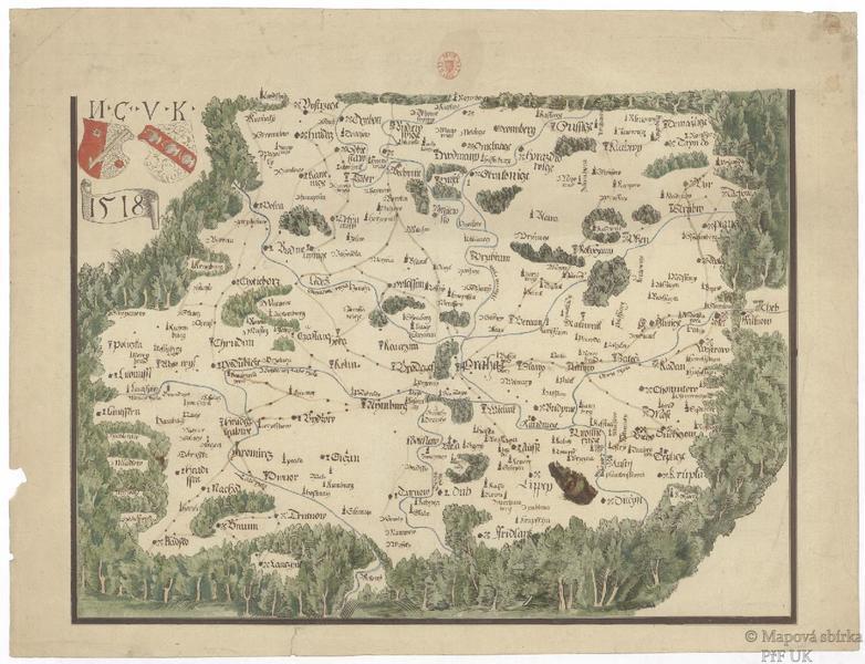 BROSCH, Winzenz: [Klaudyánova mapa Čech], 1787 (zdroj: Mapová sbírka Přírodovědecké fakulty Univerzity Karlovy)