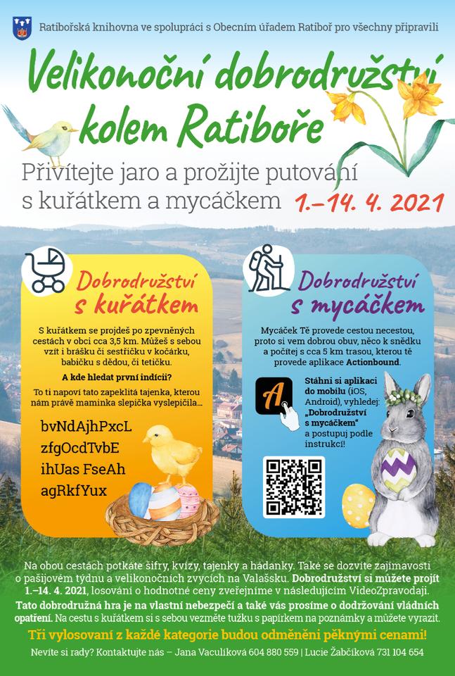Plakát lákající k velikonočním dobrodružstvím (zdroj: obec Ratiboř)